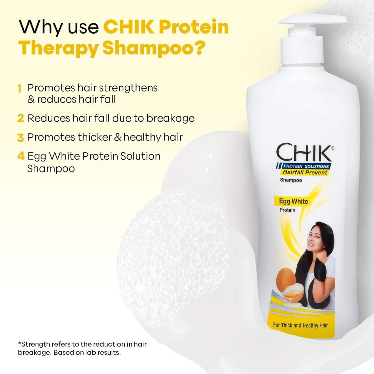 Chik Protein Solution Hairfall Prevent Shampoo, With Goodness Of Egg White, For Thick And Healthier Hair (340ml) - Image 2
