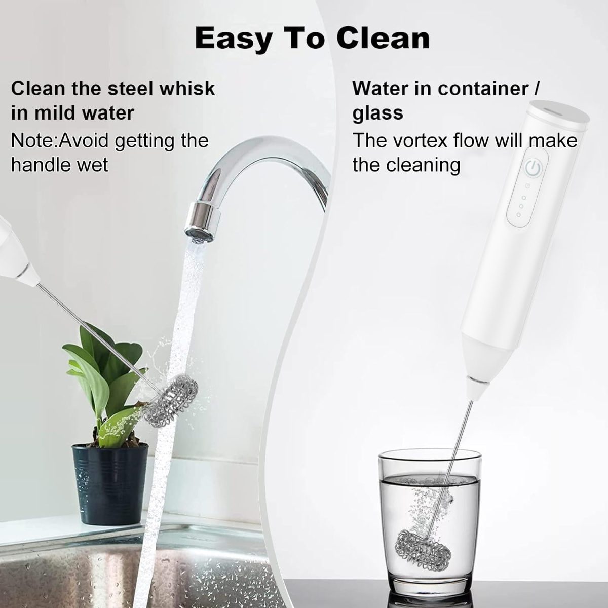 Konquer TimeS Rechargeable Milk Frother – Handheld Electric Coffee Frother with USB-C Charging, 3-Speed Stainless Steel Whisk for Lattes, Matcha, Hot Chocolate, and Frappe - Image 4