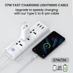 Portronics Konnect X Type C to 8-Pin 27W Fast Charging Cable, Premium TPE Material, Support to all Lightning Devices 1M Length(White) - Image 5