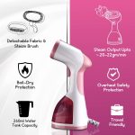 INALSA Garment Steamer for Clothes/fabric, Steam Iron -Vertical & Horizontal Steaming up to 20g/min, Travel Iron, 1200 Watt, 260 ml Water tank & 20 sec Fast Heating,1 Yr warranty,White/Pink (Steamax) - Image 2