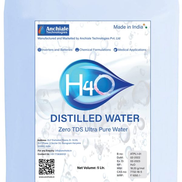H4O: Ultra Pure Distilled Water (TDS = 0) (5 Litre), Great for Inverter Batteries, Medical Equipments and DIY Cosmetics. Increases the life of all types of laboratory equipment. (5 Ltr)