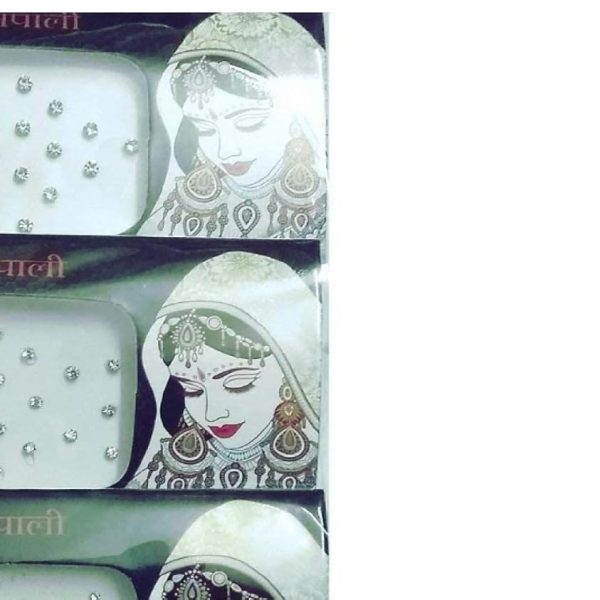 Fine Touch Mat Diamond Cut Round Silver Stone Bindi For Women Pack of 3 Cards