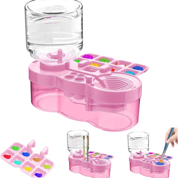 LUOSHI Paint Brush Cleaner Brush Rinser Water Circulation Painting Tool with Brush Holder and Palette Brush Rinser Dispenser for Adults Artist Kid