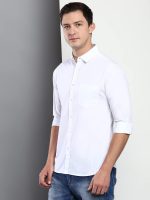 Dennis Lingo Men's Cotton White Solid Casual Shirt (C301_White_L) - Image 4