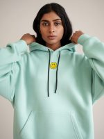 Fflirtygo Womens Fleece Sweatshirt Hoodie Turquoise Color What Goes Around Comes Around Printed - Image 2