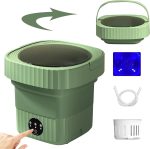 Portable Washing Machine, Mini Washing Machine with Spin Dryer, Foldable Mini Washing Machine for Baby Clothes, Underwear or Small Items, Ideal for Apartment, Dorm, Camping Green