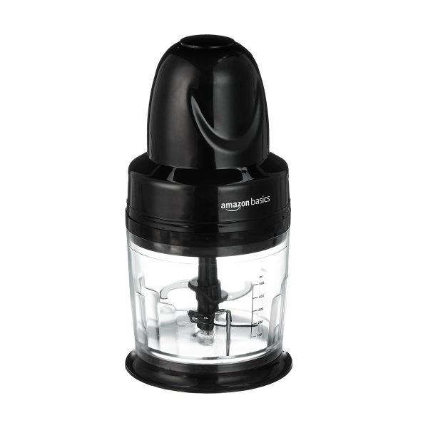 Amazon Basics 300W Electric Chopper & Whisker with 4-Leaf Rust-Resistant Blades & Unbreakable | 830ml | Polycarbonate Jar | One-Touch Operation