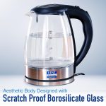 KENT Elegant Electric Glass Kettle (16052), 1.8L, Stainless Steel Heating Plate, Borosilicate Glass Body, Boil Drying Protection - Image 5