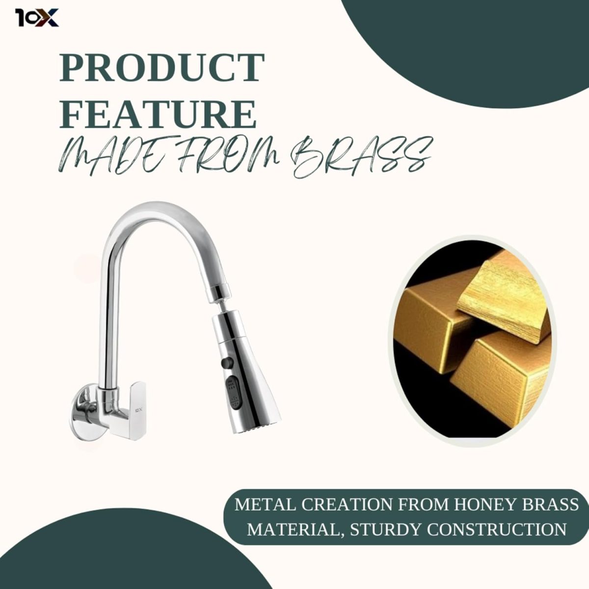 10X Rotatable Brass Kitchen Sink Tap ST-41023 Rotatable Neck Triple Flow 3 Function Shower Flow/Foam Flow/Anit Splash Wall Mount…Wall Mount Chrome Plate - Image 5