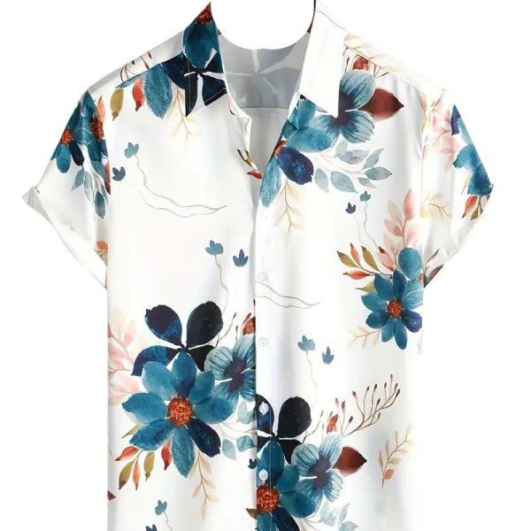 chandr fashion Men,s White Purple Printed Designer Men's Half Sleeves Printed Shirt