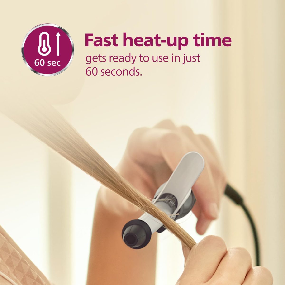 Philips Hair Curler with 16MM Barrel | Ceramic Coated Barrel for Long-Lasting Bouncy Looking Curls | Fast Heat Up | BHB862/00, Black - Image 7