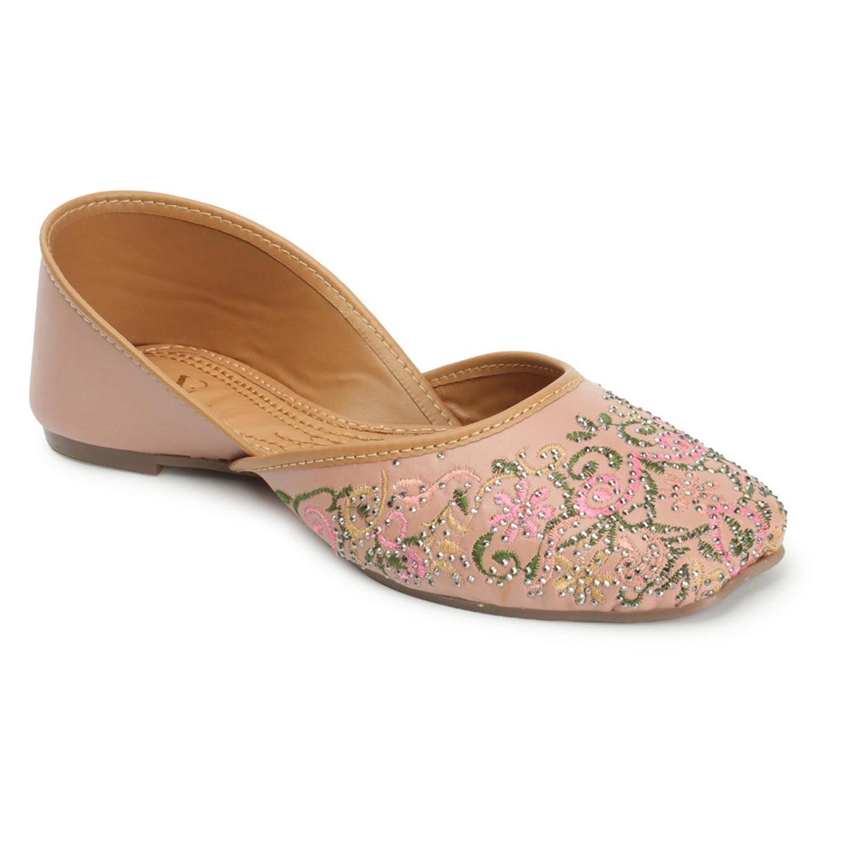 XE Looks Flat Comfortable Fancy Beige Punjabi Jutti For Women - Image 6