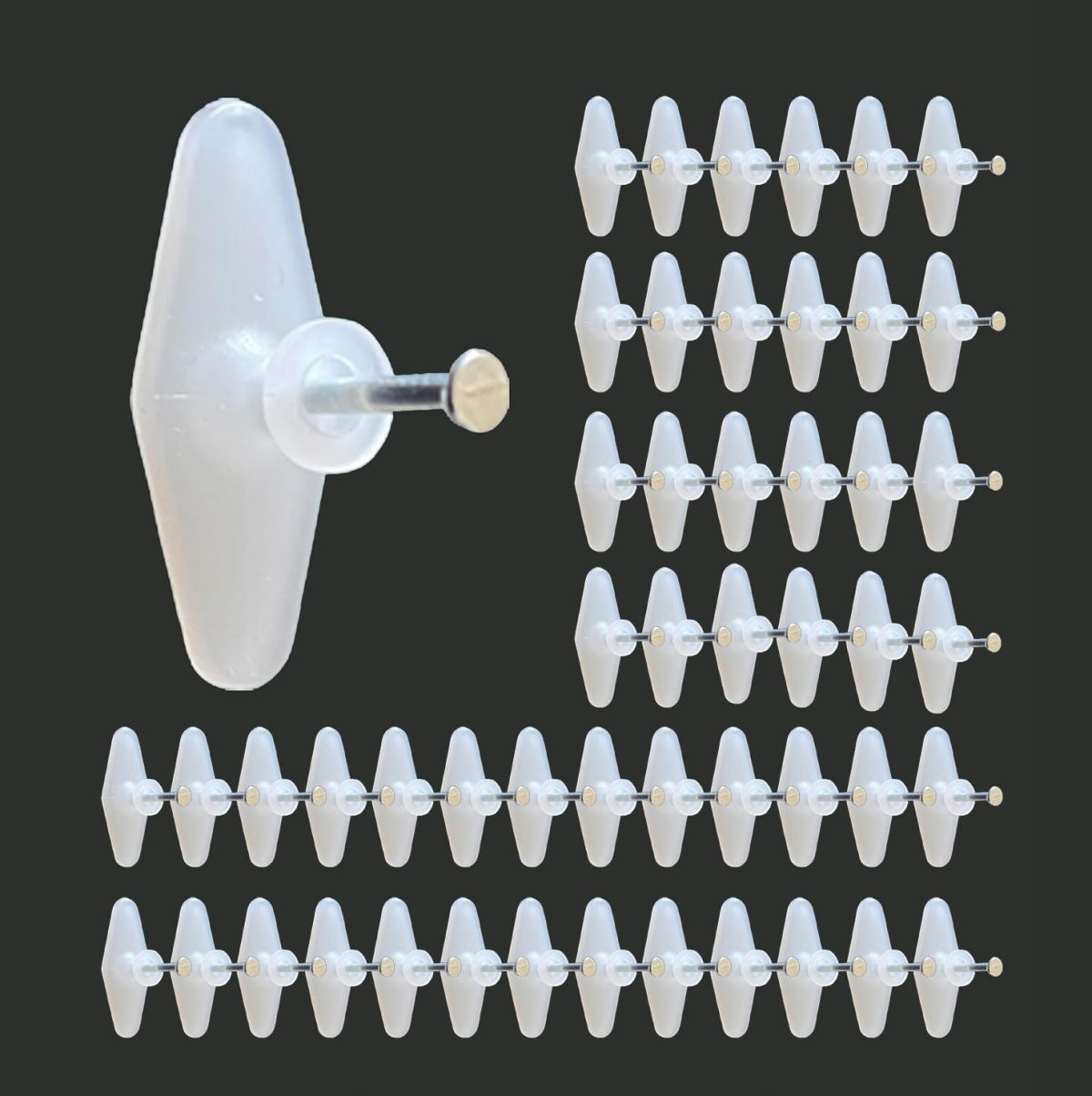 Jinka Nails (Regular Size, 50 Pieces) Wall Hooks for Photo Frames, Clocks, Mirrors, Keys, Decorative Items, etc. Holds Upto 3 Kgs. Wall Hooks for Hanging Strong - 50 Pieces Packet.