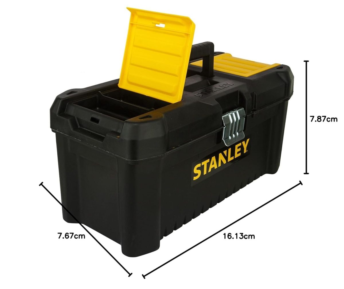 STANLEY STST75518-8 16'' Organised Heavy-Duty Portable Essential Toolbox with Top Lid & Removable Tray Compartment for Easy & Convenient Storage, Top Pad Lock Eye, 1 Year Warranty, 41x19.5x20 cm - Image 4