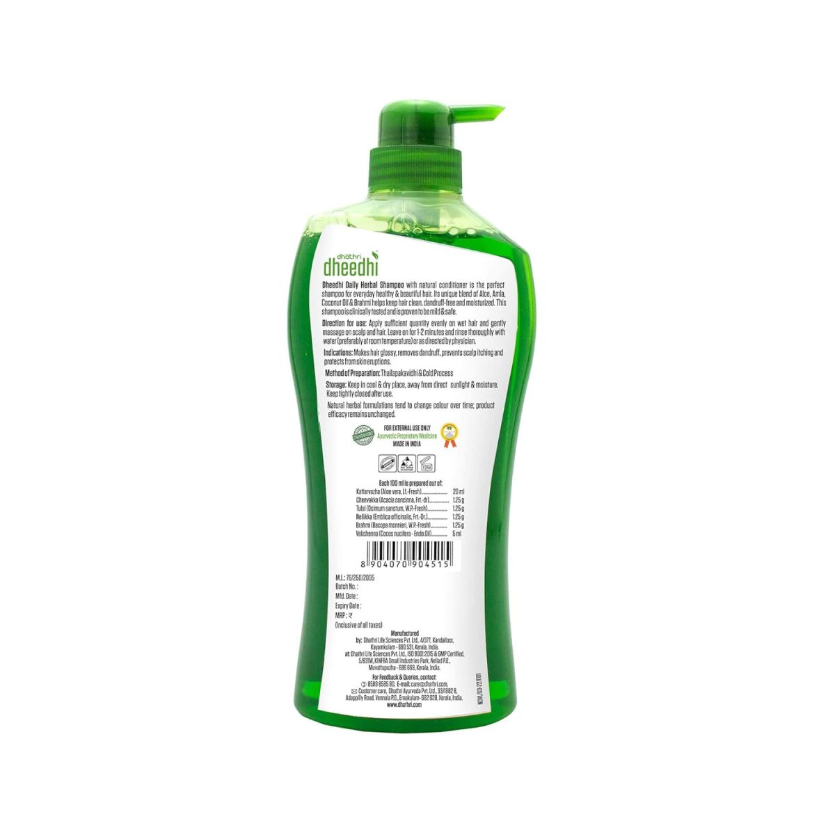 Dhathri Dheedhi Daily Herbal Shampoo to Reduce Dandruff & Promote Hair Growth, Ayurvedic Shampoo to Restore Hair Shine & Strength (650ml) - Image 9