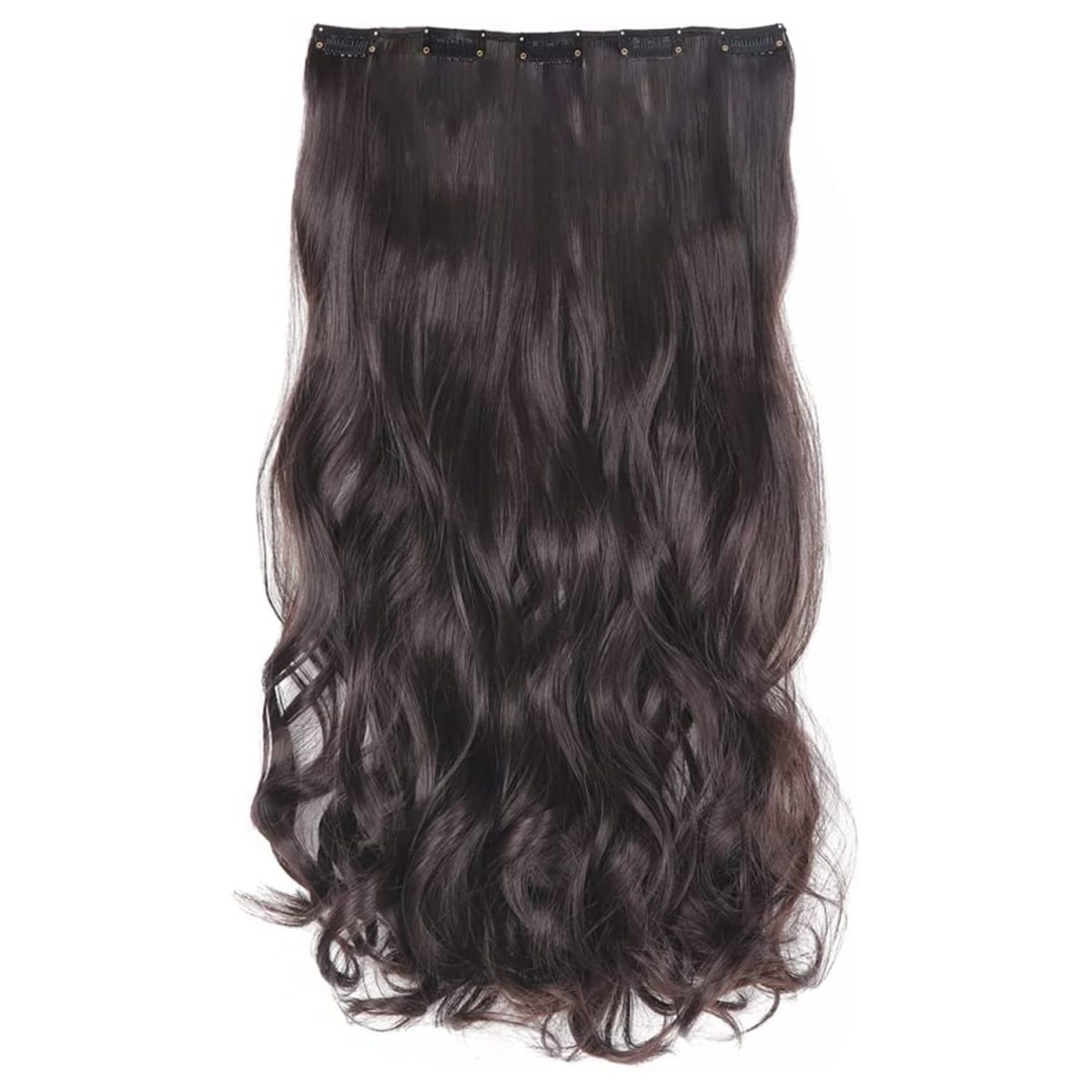 PRAVRAJYA Women's Full Head 18 Inch Hair Extension Wig - Synthetic Natural Wavy Brown Hair Pieces with 5 Clip Wig Cheap Fluffy & Not Tangled - (3# Brown)