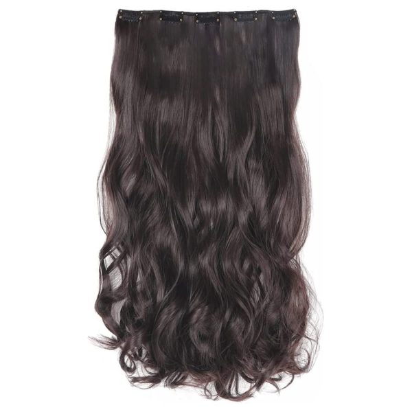 PRAVRAJYA Women's Full Head 18 Inch Hair Extension Wig - Synthetic Natural Wavy Brown Hair Pieces with 5 Clip Wig Cheap Fluffy & Not Tangled - (3# Brown)