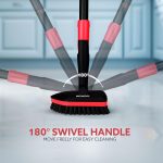 AGARO Elite Cleaning Mop & Brush Set, Bathroom Cleaning Brush, Long Handle, Hard Brush, Microfiber Pad & Scrubber, for Tiles, Kitchen, Toilet, Window Glass, Detachable Head, Black & Red - Image 3