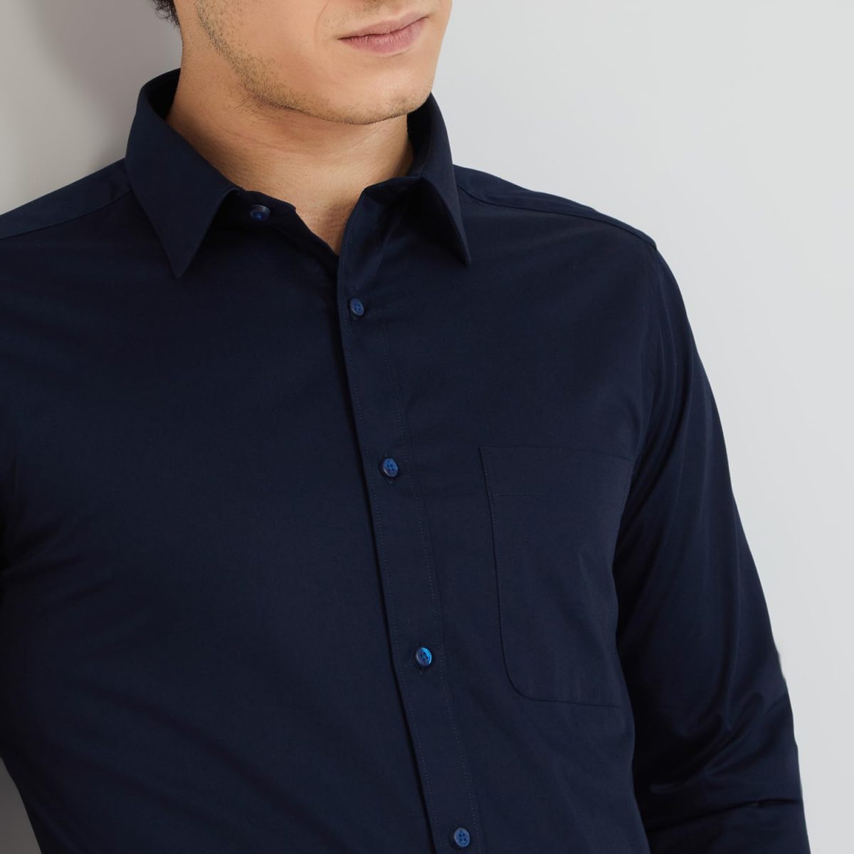 Raymond Men's Pure Cotton Solid Pattern Slim Fit Semi Cutaway Collar Full Sleeve Formal Shirt - Image 6