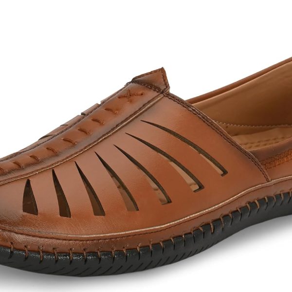 Karaddi 5082 Men's Loafer Stylish Ethnic Peshawari Nagra Mojadi Sherwani Sandals Wedding Latest Kolhapuri Brown Tan Black Shoes for Men