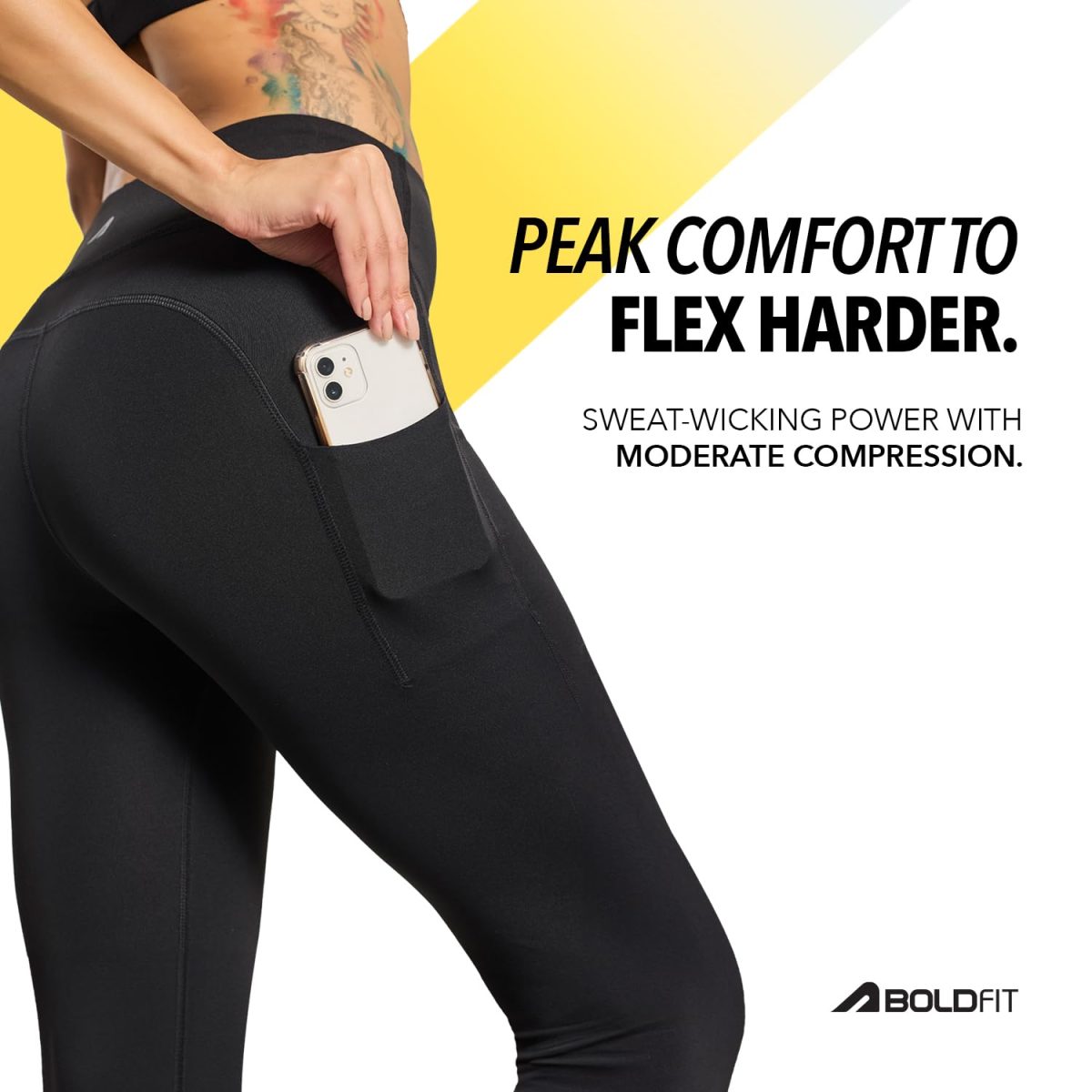 Boldfit Mid-Rise Ankle-Length Gym Leggings for Women – Breathable, Stretchy Polyster Yoga Pants, Sweat-Wicking, Non-See-Through Activewear, Workout Tights Jeggings with Pockets-Black - Image 5