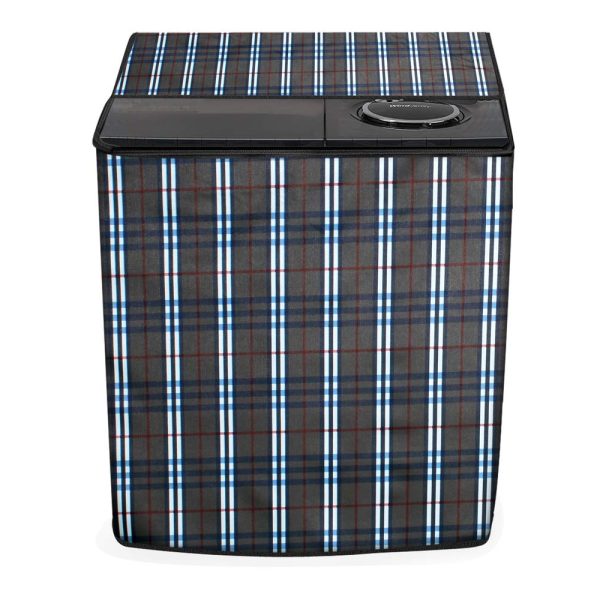 Stylista Washing Machine Cover Compatible for LG 11 kg semi Automatic Top Loading P1145SRAZ Checks Grey