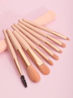 Perr Cherry Brushes with Pouch, 8PCS Professional Makeup Brush Set, Travel Size Cosmetic Brushes Kit for Face Foundation Blush Eye Shadow, Wooden Handle Soft Bristles (Multicolor) Pack Of 2 - Image 6