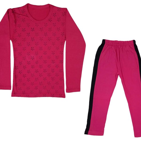 IndiWeaves Girls Cotton Full Sleeve Printed T-Shirts and Cotton Capri 3/4 Pants (Magenta,Magenta,14-15 Years) Pack of 2