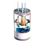 Gleva Automatic Makeup Brush Cleaner - Electric Brush Cleaner Spinner Tool for All Type Makeup Brushes - Cosmetic Brush Washing Cleaner All Size Makeup Brushes Contour, Foundation, Blush (White 01)
