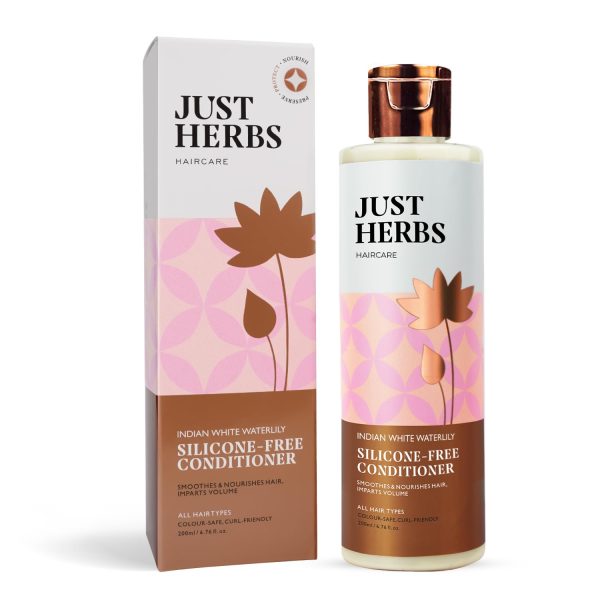 Just Herbs Ayurvedic Kumuda Indian White Water Lily Conditioner | Natural Conditioner For All Hair Types | Controls Frizz & Nourishes Hair | Sulphate & Paraben Free- 200 ml