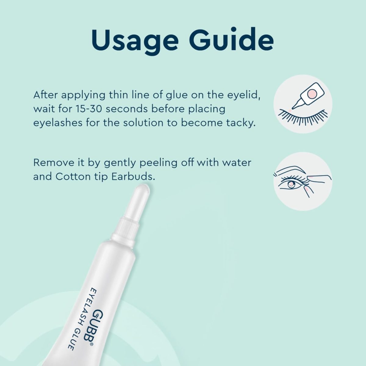 GUBB False/Fake Eyelash Glue Transparent Waterproof Eyelashes Extension Glue Adhesive - Natural Rubber Latex, Seamlessly Blend, Long Lasting & Durable - Image 4