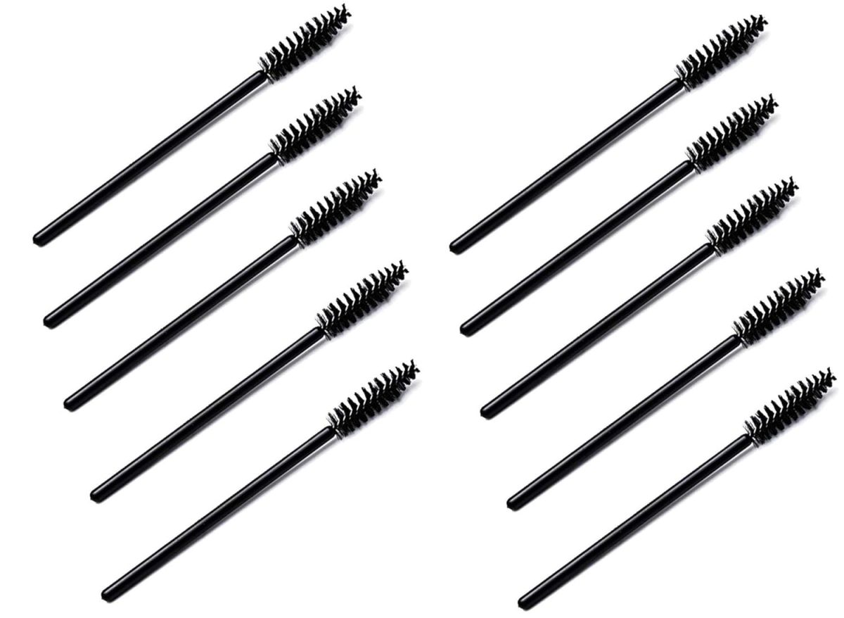 MAPPERZ Disposable Mascara Eyelash Wands Brush for Eyelash Extension Eyebrow and Makeup Color/Makeup Brush, Mascara Brushes Wands, Black, Pack of 10