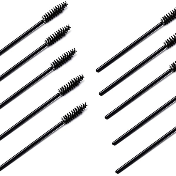MAPPERZ Disposable Mascara Eyelash Wands Brush for Eyelash Extension Eyebrow and Makeup Color/Makeup Brush, Mascara Brushes Wands, Black, Pack of 10