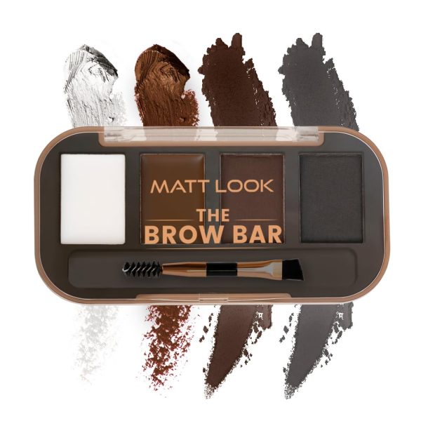 MATT LOOK Eyebrow Palette With Wax Cream |Travel-Friendly Eyebrow Palette With Blendable Colors For Face Makeup | Shade- Soft 01, 8 gm