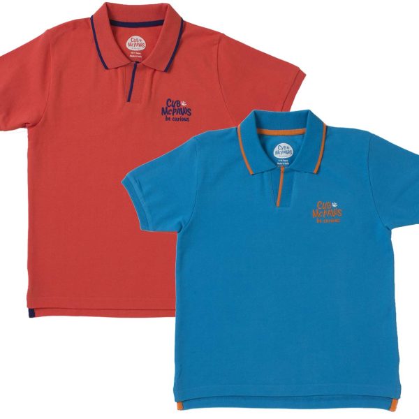 CuB McPAWS be curious Red & Blue Half Sleeves Polo Tshirt for Boys Pack of 2