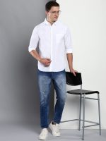 Dennis Lingo Men's Cotton White Solid Casual Shirt (C301_White_L) - Image 7