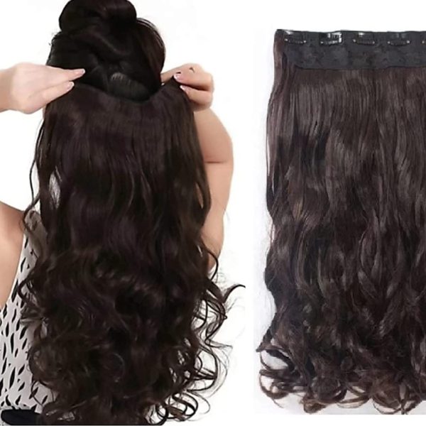 Pema Hair Extensions And Wigs Women's Brown Curly/Wavy Hair Extensions (Brown, 24 Inch)
