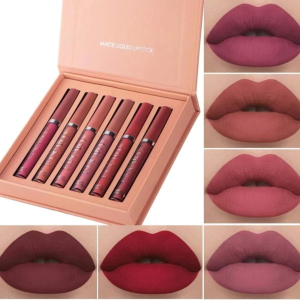 Handaiyan Lipstick Beauty Makeup 6 Pcs Color Matte Liquid Lipstick Makeup Set, Matte liquid Long-Lasting Wear Non-Stick Cup Not Fade Waterproof Lip Gloss