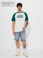 The Souled Store Squid Game: 456 Men and Boys Short Sleeves Round Neck White and Green Graphic Printed Regular Fit Cotton T-Shirts - Image 2