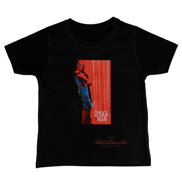 Marvel Spiderman by Wear Your Mind Boy's Plain Regular T-Shirt (DSM0090.2_Black 8-9Y)