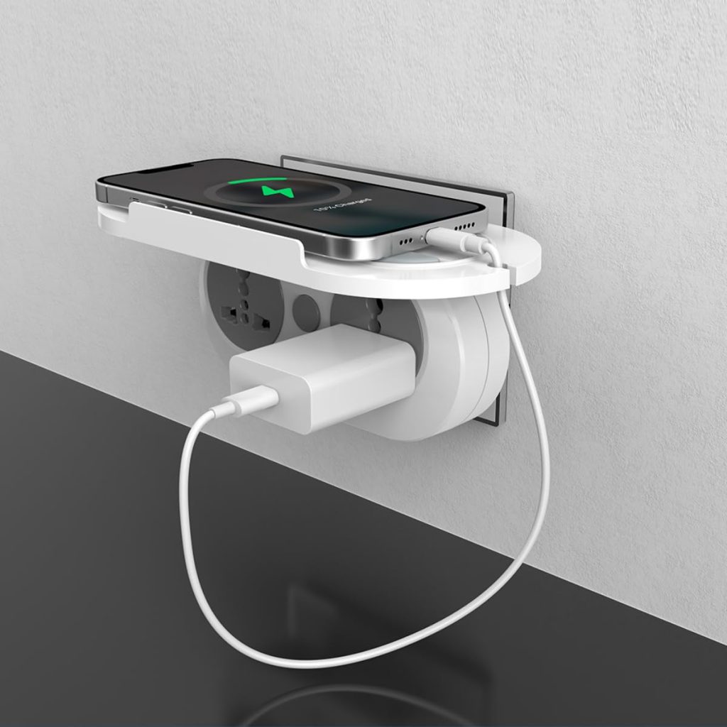 Goldmedal Wall-E-3 Pin Plug Travel Adaptor with Mobile Stand | Universal Sockets | Multiplug for Home & Office Appliances | Supports 2-Pin & 3-Pin Plugs (Pack of 1) - White