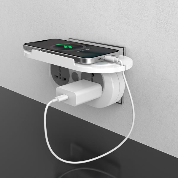 Goldmedal Wall-E-3 Pin Plug Travel Adaptor with Mobile Stand | Universal Sockets | Multiplug for Home & Office Appliances | Supports 2-Pin & 3-Pin Plugs (Pack of 1) - White