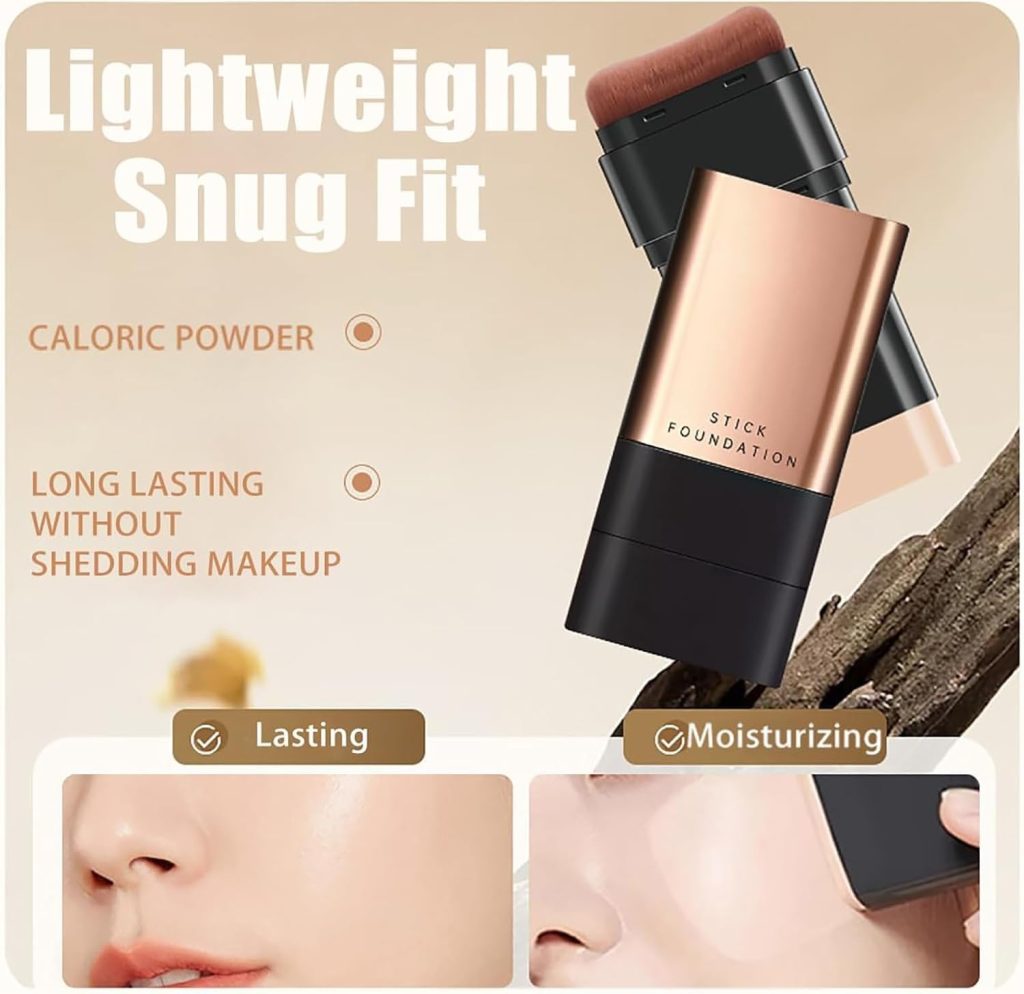 SOFT BLISS 2 in 1 Korean Anti-Wrinkle Foudation Stick, Flawless Eraser Foundation stick with Brush, Double Head Face Make Up, Multi-Use Waterproof Traceless Long-Lasting Repair