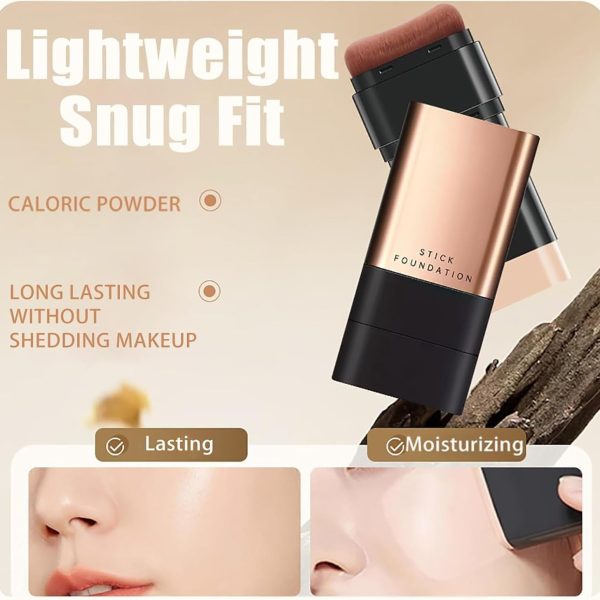 SOFT BLISS 2 in 1 Korean Anti-Wrinkle Foudation Stick, Flawless Eraser Foundation stick with Brush, Double Head Face Make Up, Multi-Use Waterproof Traceless Long-Lasting Repair