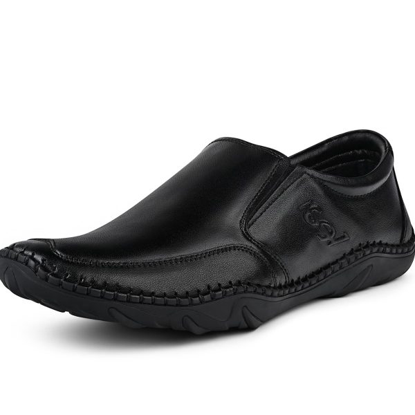 LOUIS STITCH Formal Shoes for Men | Genuine Leather Slip-On Loafers | Ultra-Light Rubber Sole Formal Shoes | Jet Black | LSAXSO