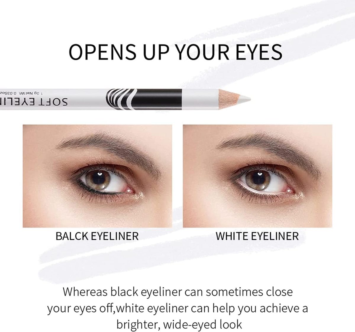 My Colors White Eyeliner Pencil Professional Highlighter Eye Liner Pen Waterproof Long Lasting Eyeliner1.8g (white, 6 -pcs) - Image 5