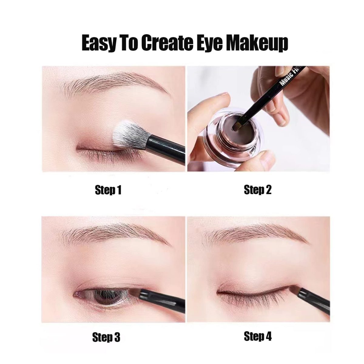 My Colors 4 in 1 Gel Eyeliner and Eyebrow Powder Kit Brown Black Water-proof with Eye Liner Brush - Image 5