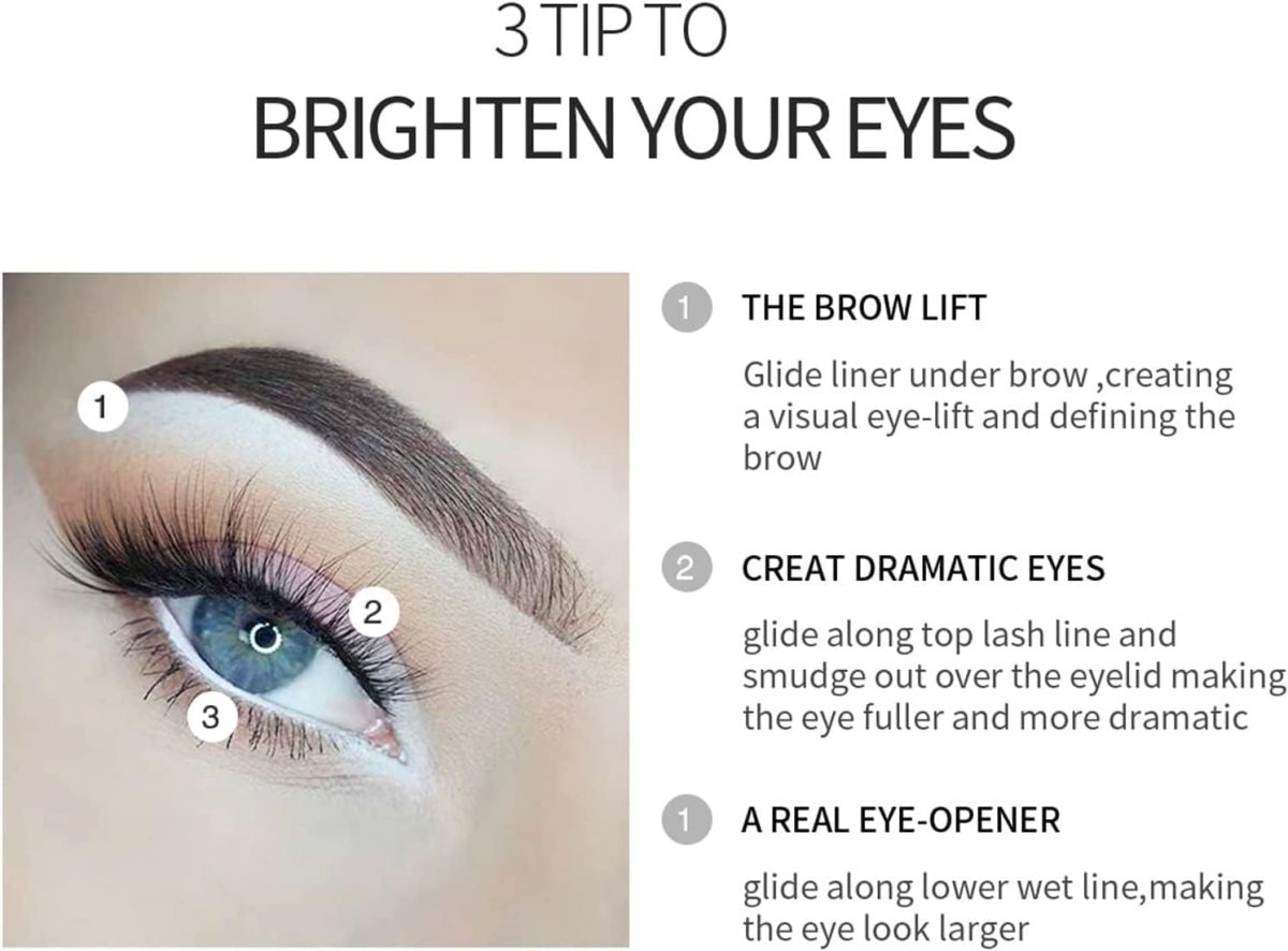 My Colors White Eyeliner Pencil Professional Highlighter Eye Liner Pen Waterproof Long Lasting Eyeliner1.8g (white, 6 -pcs) - Image 3