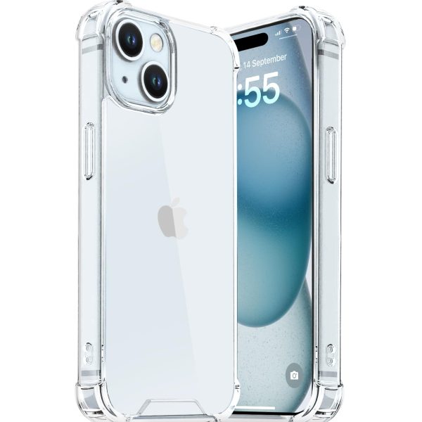 EGOTUDE Compatible with iPhone 15 Case | Shockproof Transparent Anti-Scratch Hard Back Cover (Polycarbonate | Clear)