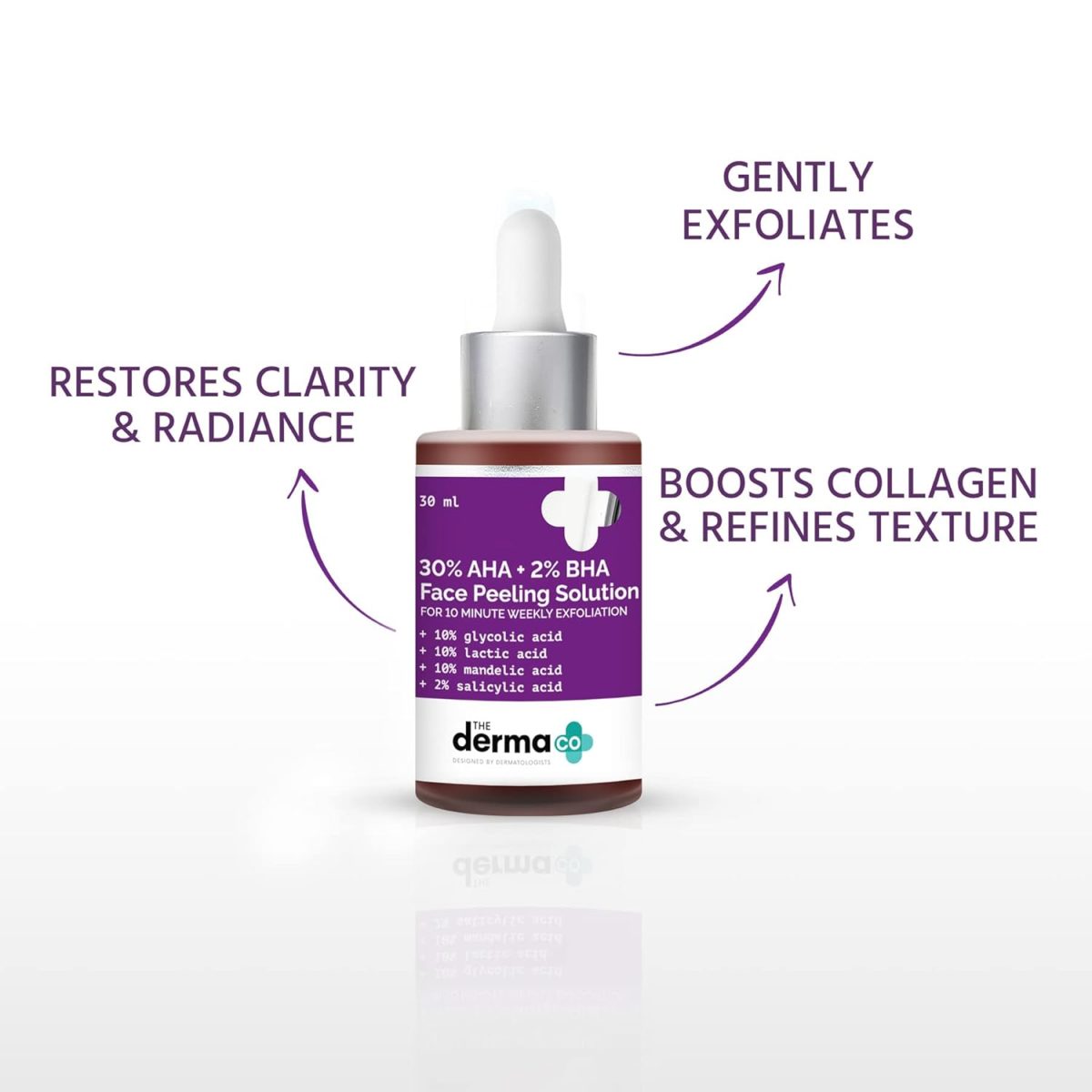 The Derma Co 30% AHA + 2% BHA Peeling Solution - 30ml | Repairing & Exfoliating | Makes Skin Glow | Cleanses Pores - Image 3